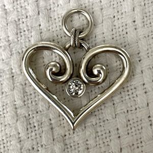Brighton Collectibles Large Silver Heart Pendant w/Crystal Detail